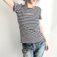 navy striped sequins T-shirts