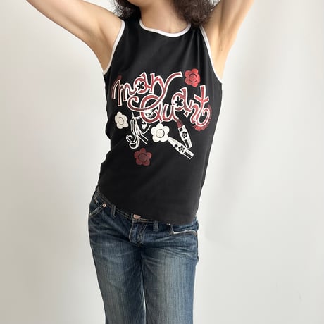 MARY QUANT glitter logo tank top