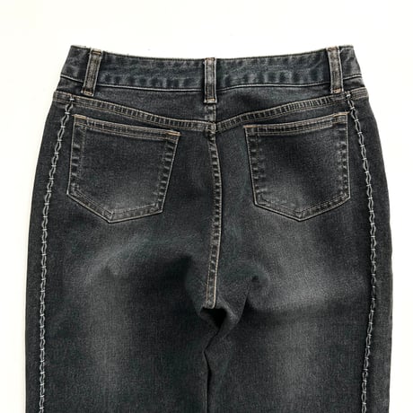 black denim side piping pants