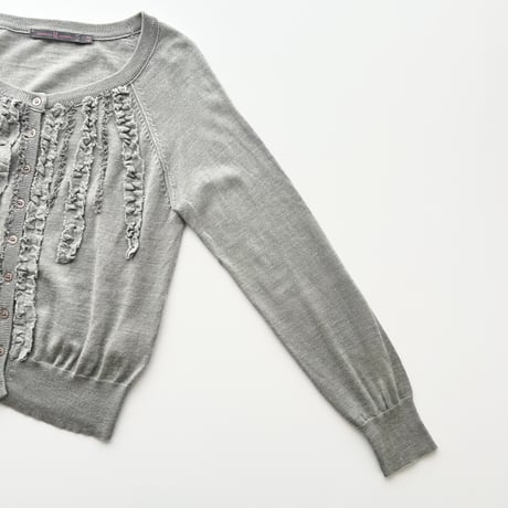 gray frill designed cardigan