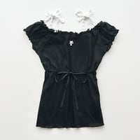 courreges black logo designed frill tunic