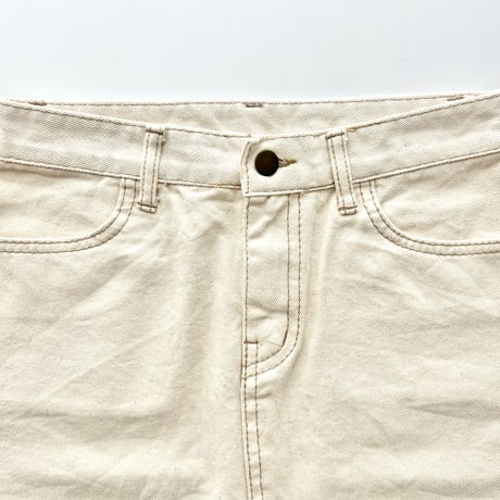 ivory denim stitch mini skirt
