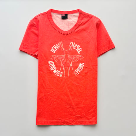 DIESEL orange×white printed T-shirts