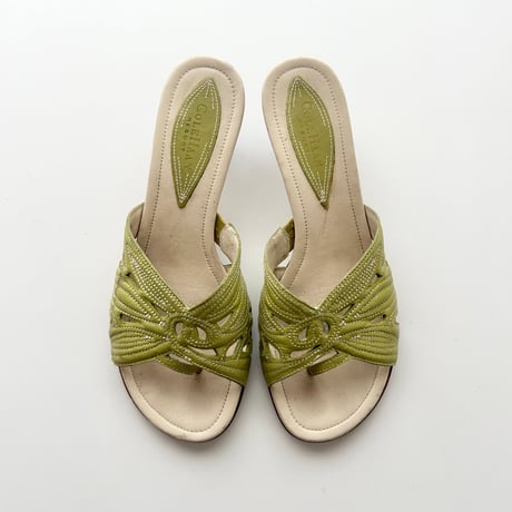 green leather designed mule 23.5cm