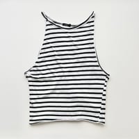 white×black striped camisole