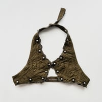 khaki vis halter neck cropped vest