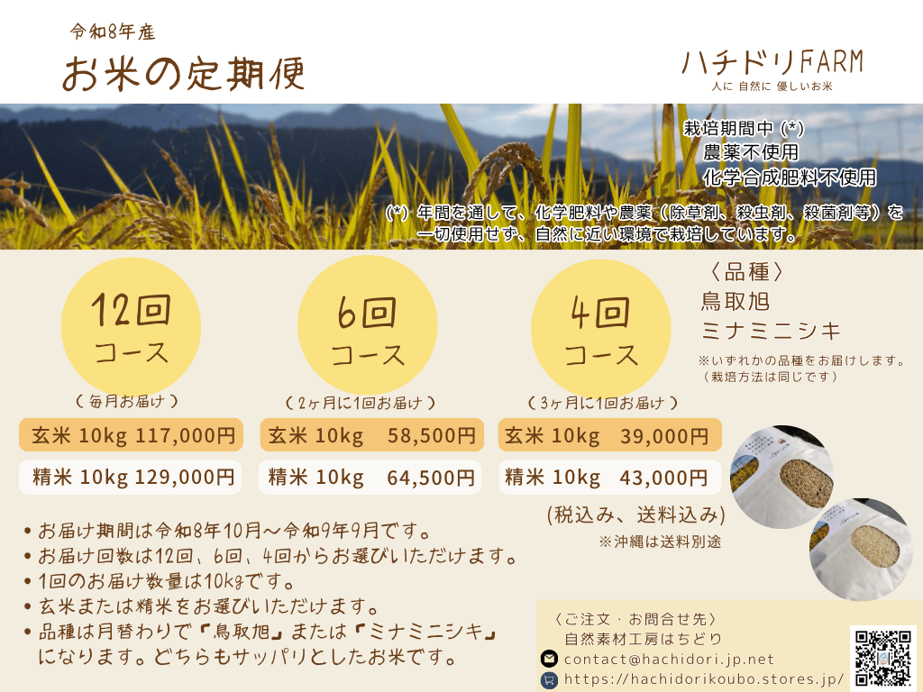 定期便12回コース】玄米または精米（品種月替わり）│令和8年産│農薬