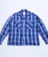 Ombre Check Open Collar Shirt "Kun"