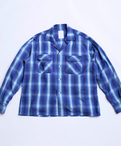 Ombre Check Open Collar Shirt "Kun"