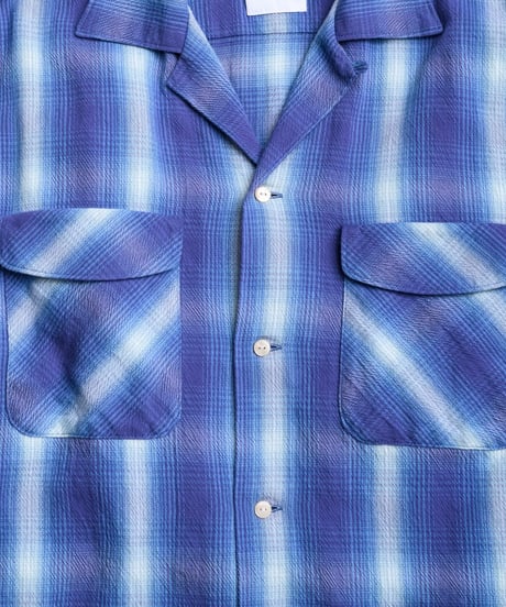 Ombre Check Open Collar Shirt "Kun"