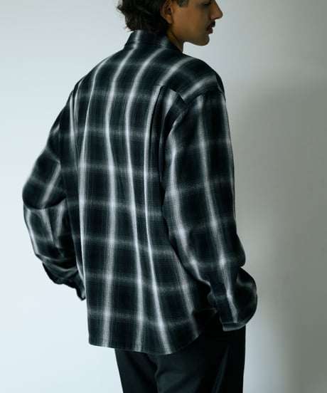 Ombre Check Open Collar Shirt "Kun"