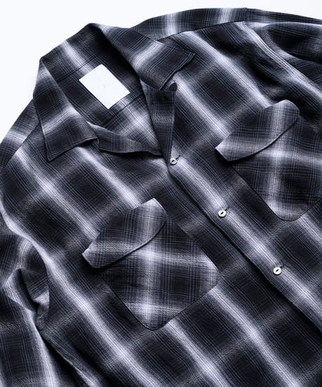 Ombre Check Open Collar Shirt "Kun"