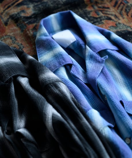 Ombre Check Open Collar Shirt "Kun"