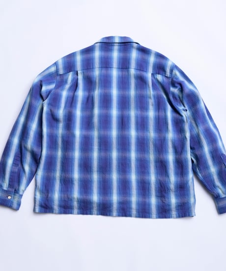 Ombre Check Open Collar Shirt "Kun"