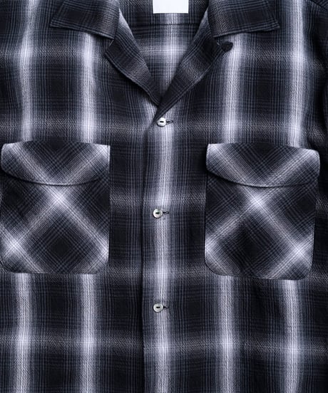 Ombre Check Open Collar Shirt "Kun"
