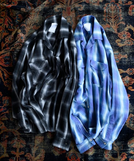 Ombre Check Open Collar Shirt "Kun"