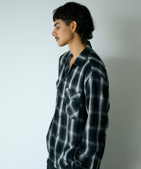 Ombre Check Open Collar Shirt "Kun"