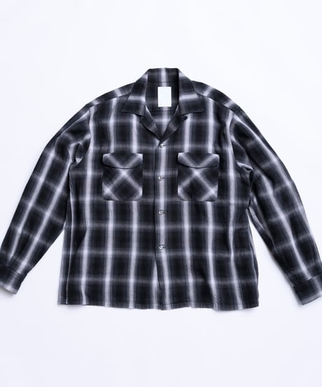 Ombre Check Open Collar Shirt "Kun"