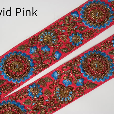 帆布ギターストラップ【エスニック刺繍リボン】サイケ　ヒッピー | Handmade Japanese Guitar Strap