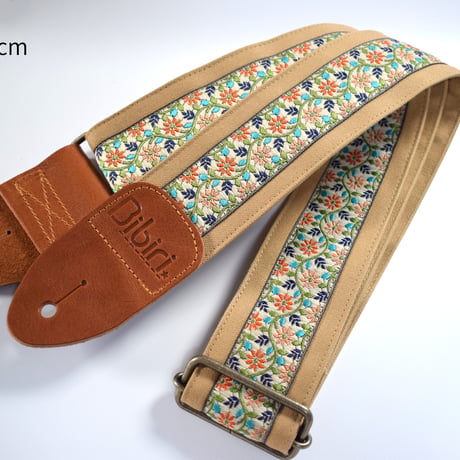 帆布ギターストラップ【細エスニック刺繍リボン】サイケ　ヒッピー | Handmade Japanese Guitar Strap  のコピー
