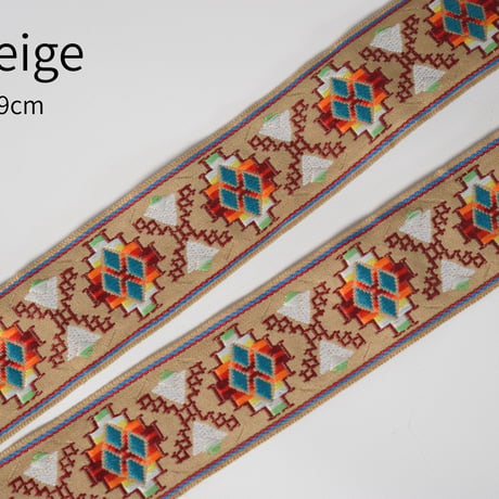 帆布ギターストラップ【細エスニック刺繍リボン】サイケ　ヒッピー | Handmade Japanese Guitar Strap  のコピー