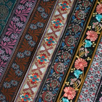 帆布ギターストラップ【細エスニック刺繍リボン】サイケ　ヒッピー | Handmade Japanese Guitar Strap  のコピー