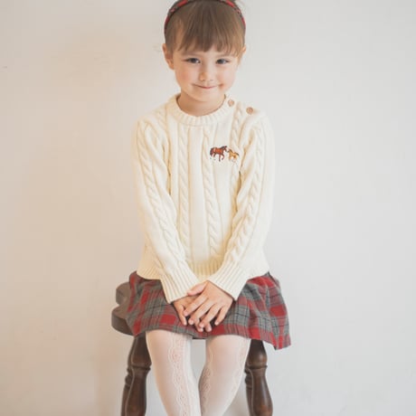 Cable Horse Cream Knit Sweater