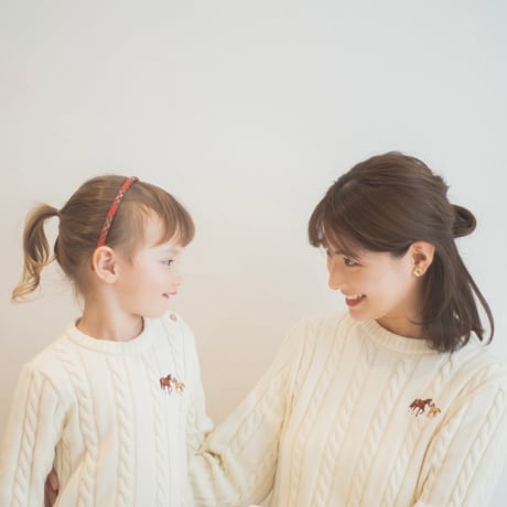 Cable Horse Cream Knit Sweater