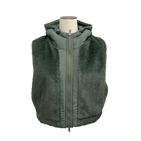 【ayane】エコファー×中綿ドッキングショートベスト