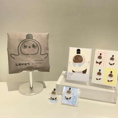 【LOVOTグッズ3点セット】LOVOTコラボデザインエコバッグ（グレー）＋LOVOTアクスタ＋LOVOTポストカードのセット