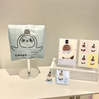 【LOVOTグッズ3点セット】LOVOTコラボデザインエコバッグ（ニュアンスグリーン）＋LOVOTアクスタ＋LOVOTポストカードのセット