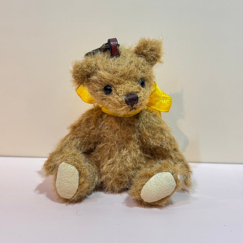 ミニチュー カックンベア 12cm｜キャメルのモヘア・テディベア バッグ