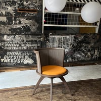 JAPAN USED WOODEN FRAME FABRIC CHAIR