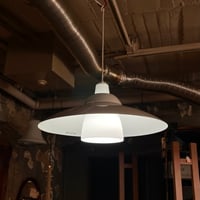 USED METAL & GLASS SHADE PENDANT LAMP