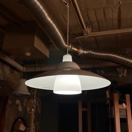 USED METAL & GLASS SHADE PENDANT LAMP