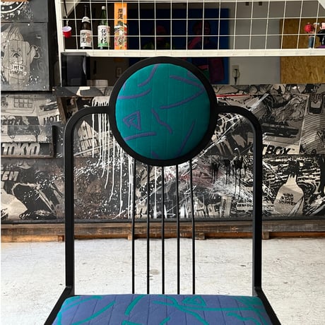 JAPAN USED 80’S “OLIVER” POSTMODERN IRON FRAME FABRIC CHAIR