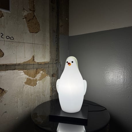 USED MILK GLASS PENGUIN LAMP
