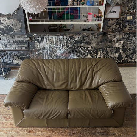 JAPAN USED "KARIMOKU / DOMANI" GENIUS LEATHER 2P SOFA
