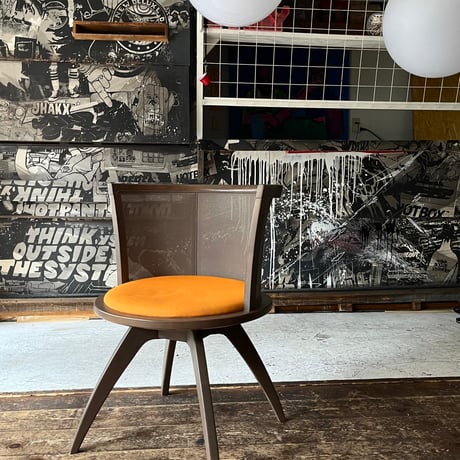JAPAN USED WOODEN FRAME FABRIC CHAIR