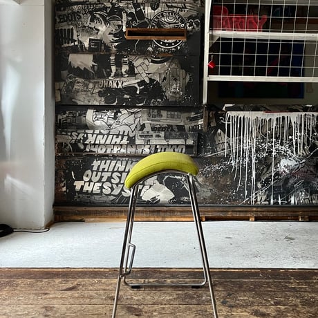 JAPAN USED  STAINLESS FRAME FABRIC HIGH STOOL