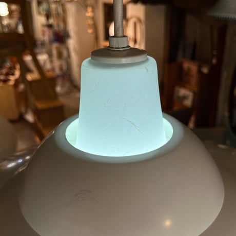 USED METAL & GLASS SHADE PENDANT LAMP