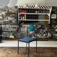 JAPAN USED 80’S “OLIVER” POSTMODERN IRON FRAME FABRIC CHAIR