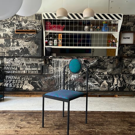 JAPAN USED 80’S “OLIVER” POSTMODERN IRON FRAME FABRIC CHAIR