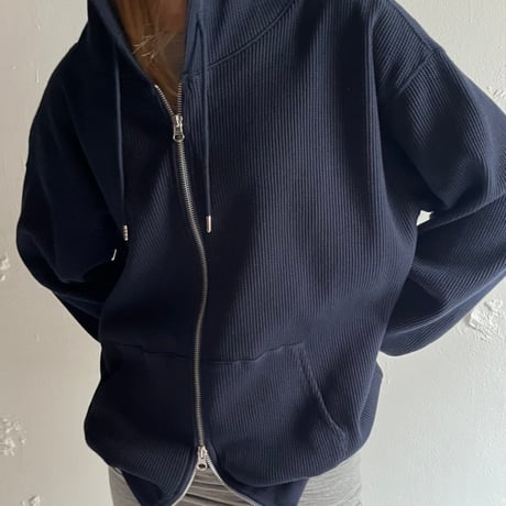 COOME "WAFFLE ZIP UP HOODIE"