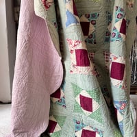 VINTAGE  70S PATCHWORK QUILT RUG
