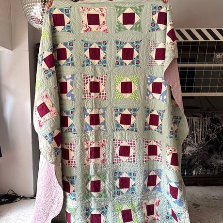 VINTAGE  70S PATCHWORK QUILT RUG