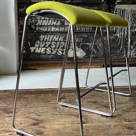 JAPAN USED  STAINLESS FRAME FABRIC HIGH STOOL