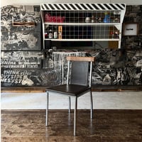 USED IRON FRAME WOODEN & LEATHER CHAIR