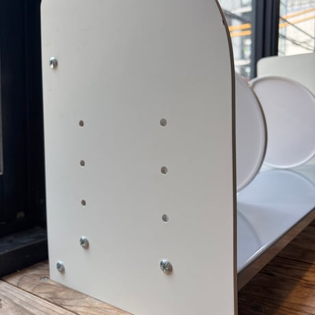 JAPAN USED  WOODEN AND STEEL FRAME MAGAZINE RACK