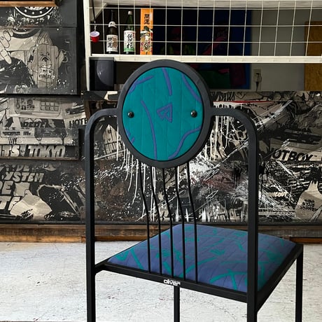 JAPAN USED 80’S “OLIVER” POSTMODERN IRON FRAME FABRIC CHAIR